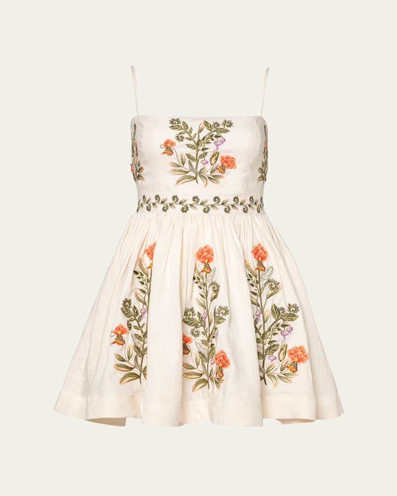 Sapucai Cultivo Embroidered Linen Mini Dress