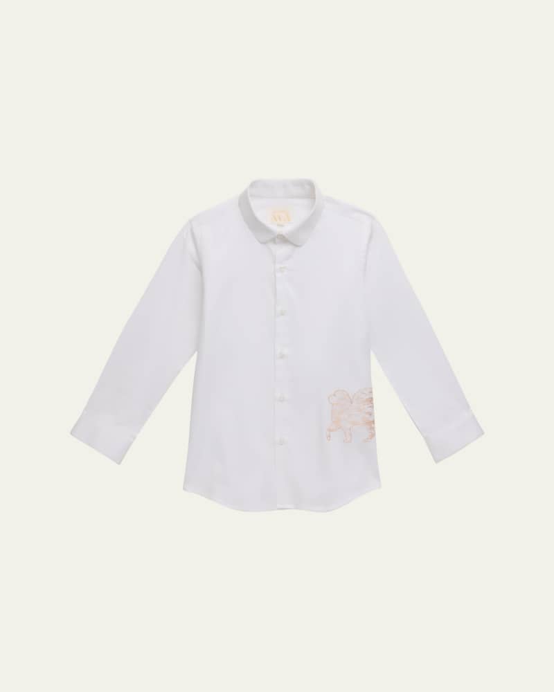 Boy's Luke Embroidered Button Down Shirt  Size 2-10