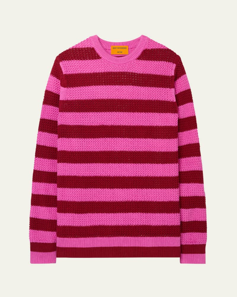 Net Stripe Cotton Crewneck Sweater