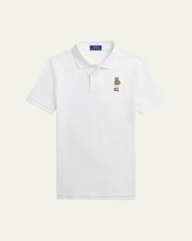 Boy's Mesh Polo Shirt Embroidered W/ Polo Bear  Size S-XL