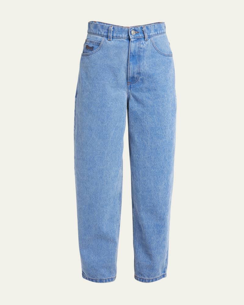 Low Slung Curved-Leg Ankle Denim Carrot Trousers
