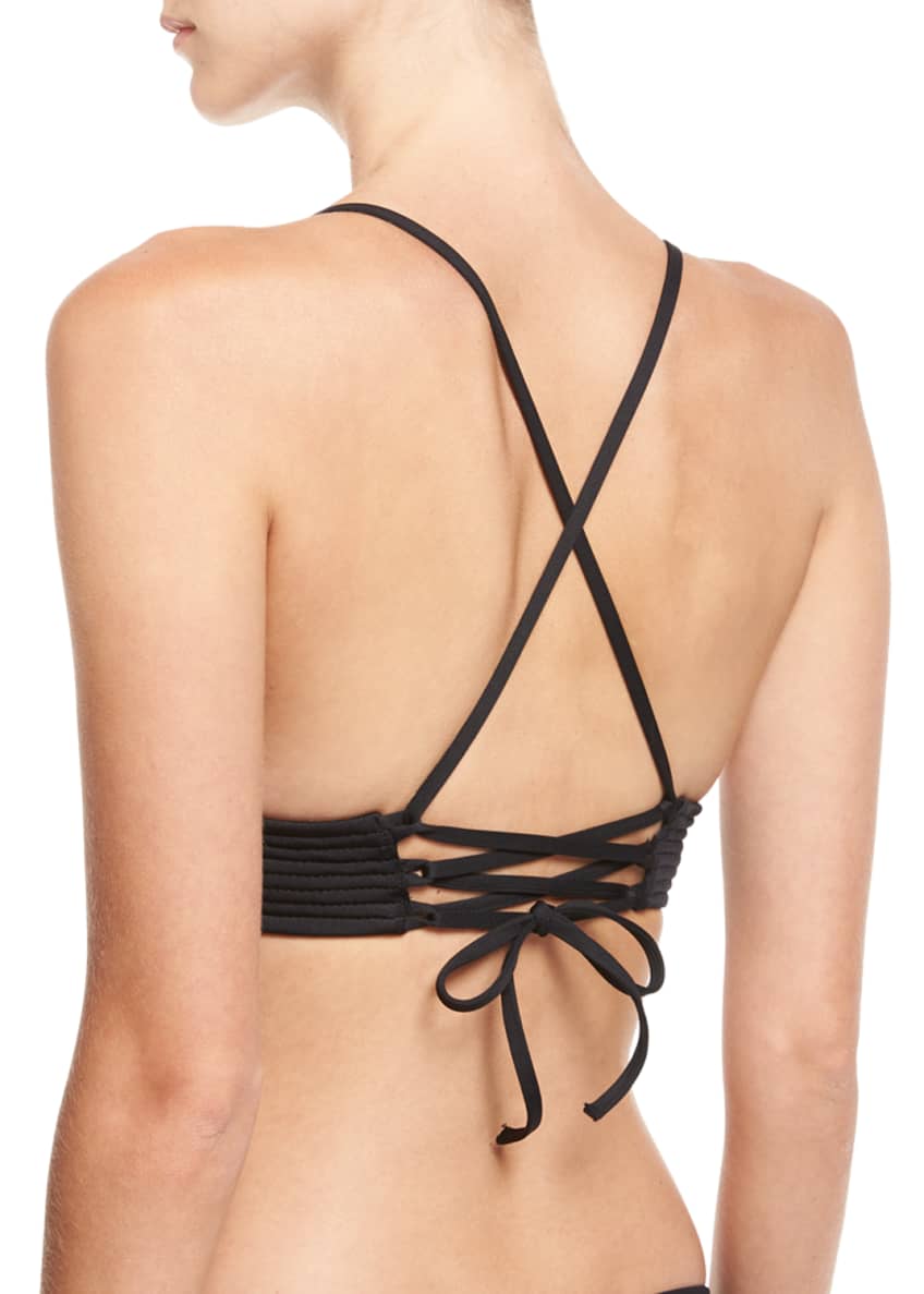 Seafolly Quilted Fixed Triangle Swim Top, Black Image 2 of 4