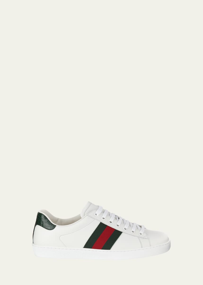 Gucci Men's New Ace Web Low-Top Sneakers