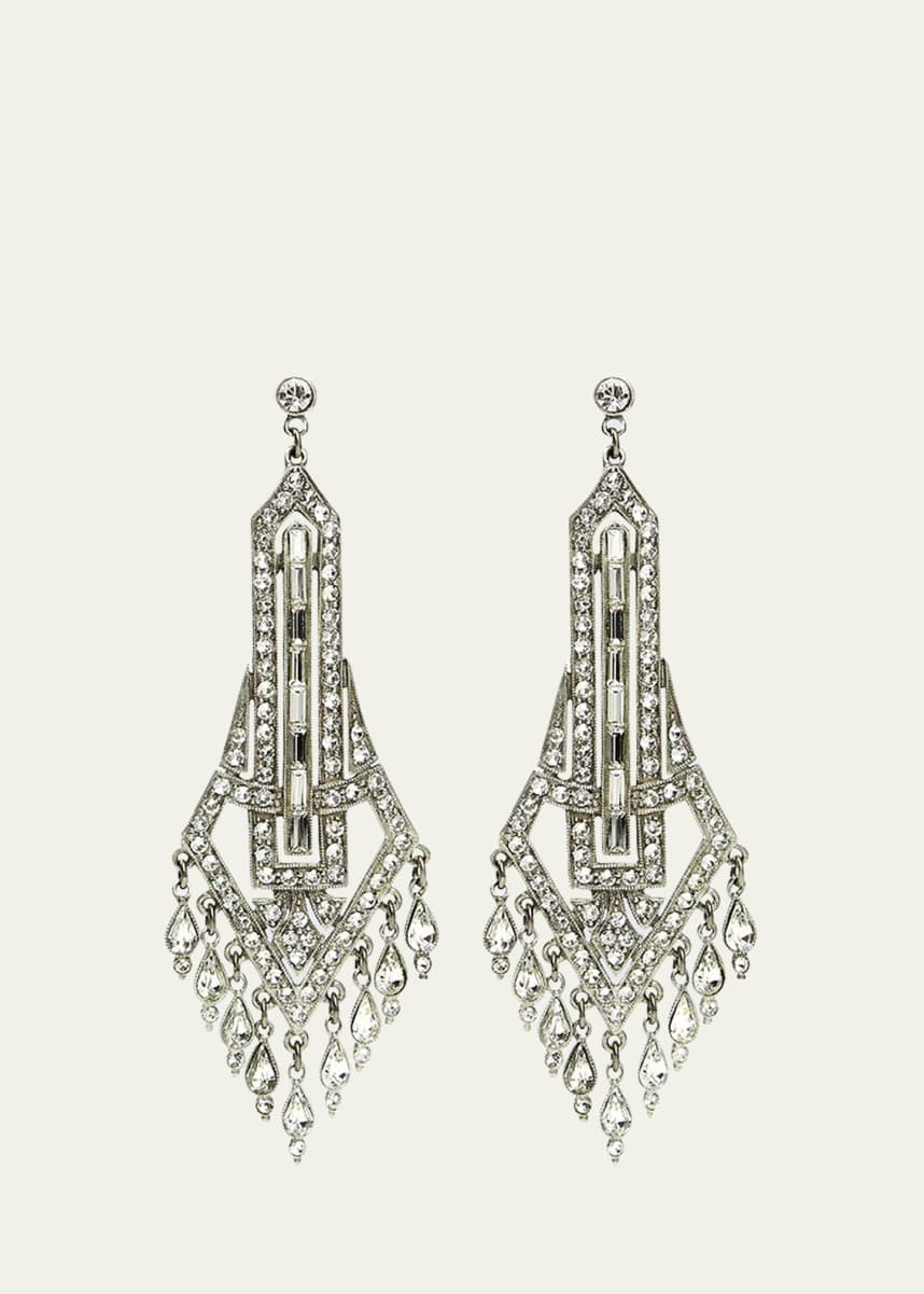 Ben-Amun Silver Deco Chandelier Crystal Drop Earrings