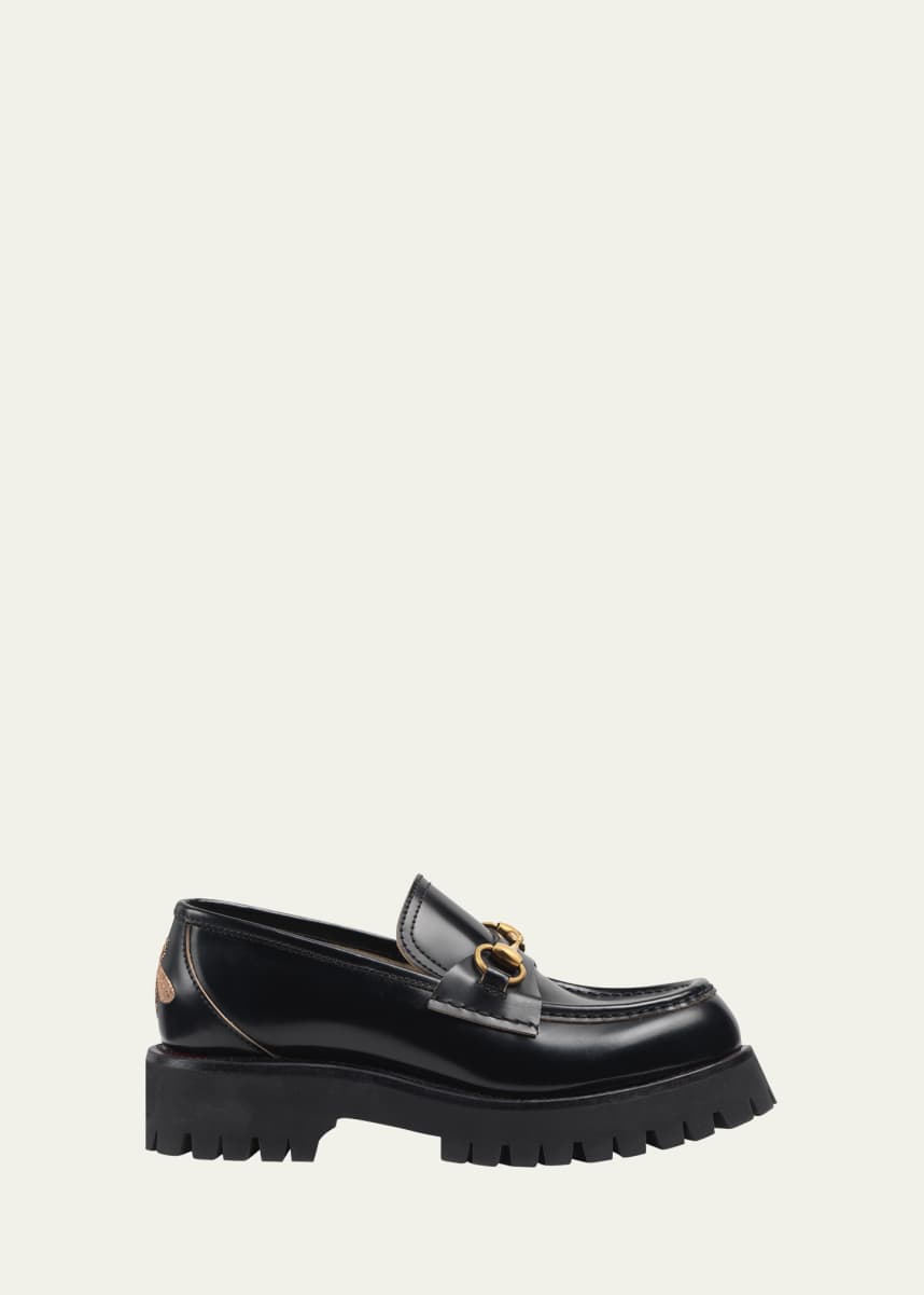 Gucci Harald Leather Lug-Sole Loafers