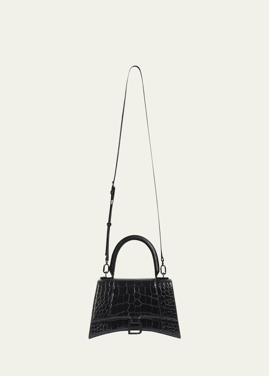 Balenciaga Hourglass XS Crocodile-Embossed Top Handle Bag