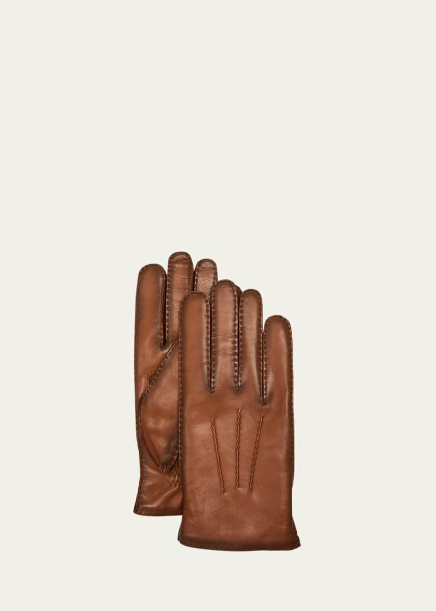 Agnelle Men's Patina Leather Gloves
