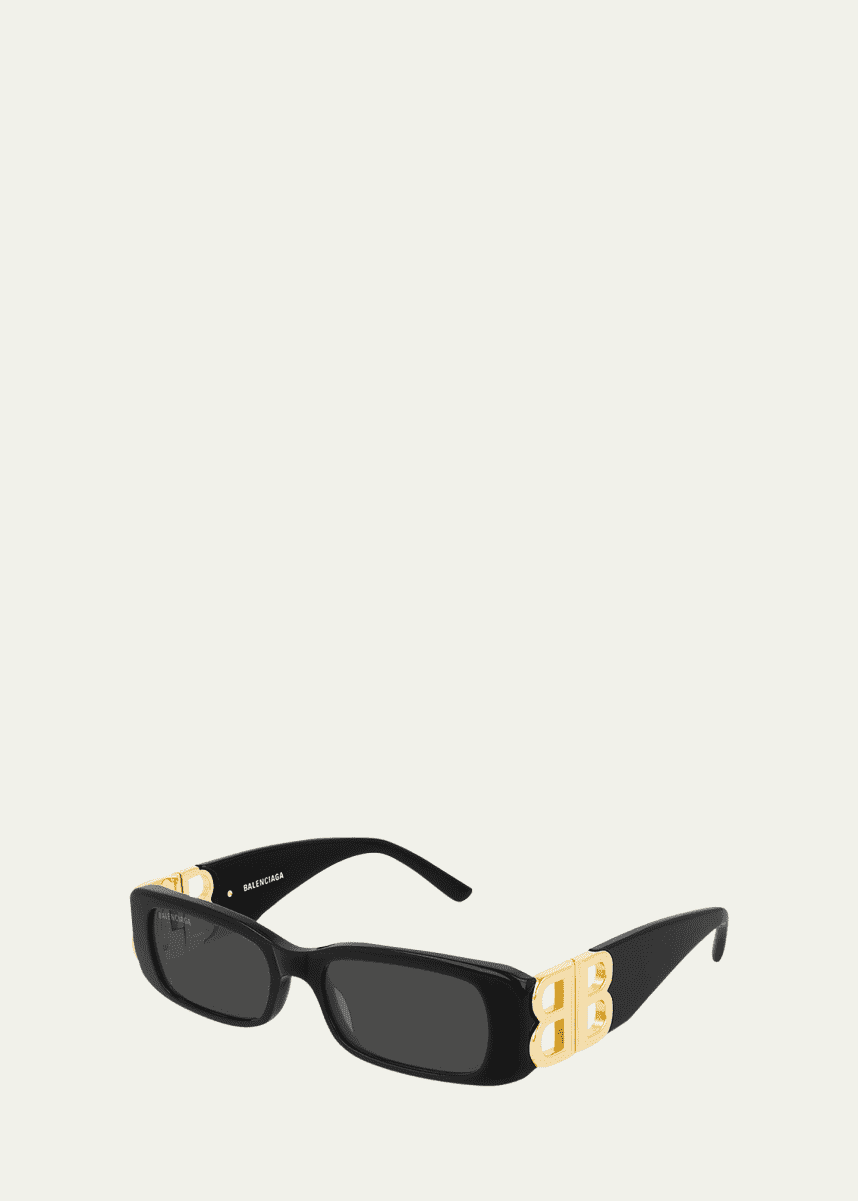 Balenciaga Men's Rectangle Mirror B Acetate Sunglasses