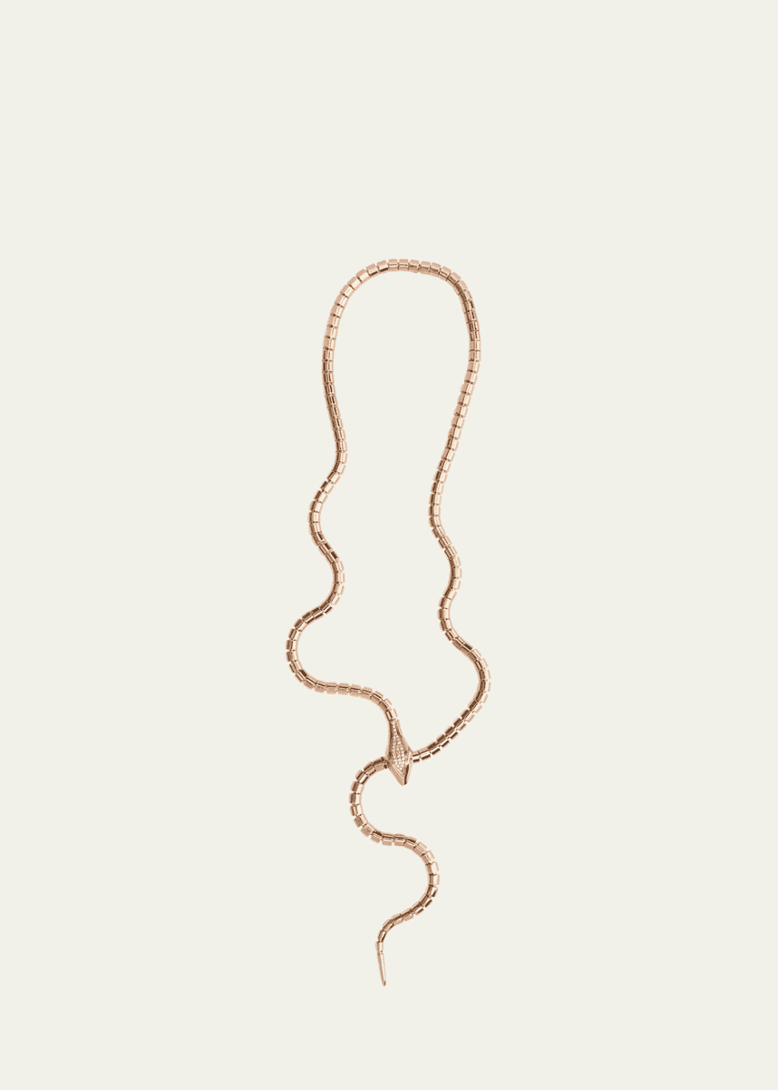 Sidney Garber 18K Yellow Gold Wrap Around Snake Lariat Necklace with Diamonds, 0.34 tcw, 24"L