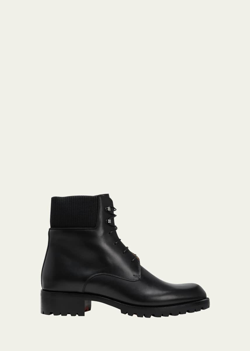 Christian Louboutin Men's Trapman Red Sole Leather Combat Boots