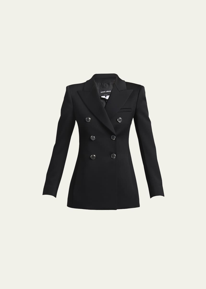 Giorgio Armani Lana Double-Breasted Fluid Wool Jacket