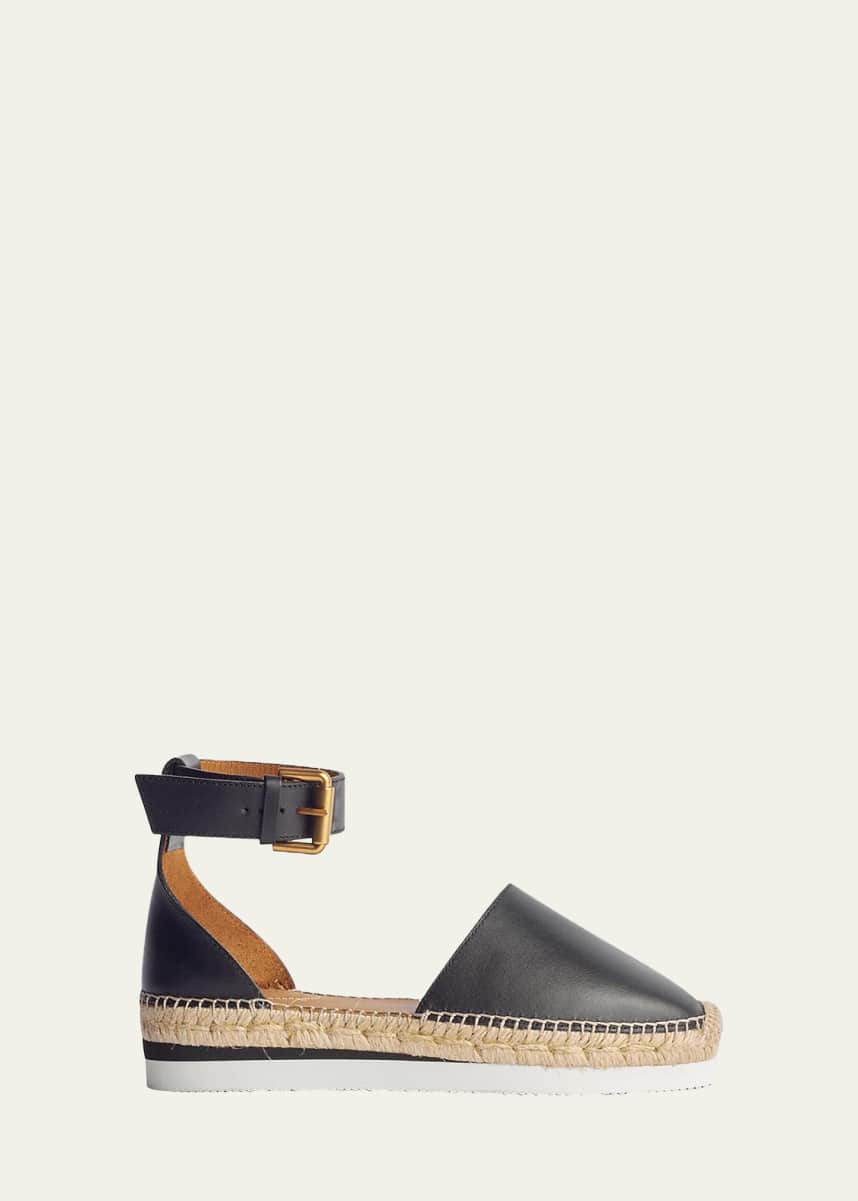 See by Chloe Glyn Leather Ankle-Strap Espadrilles