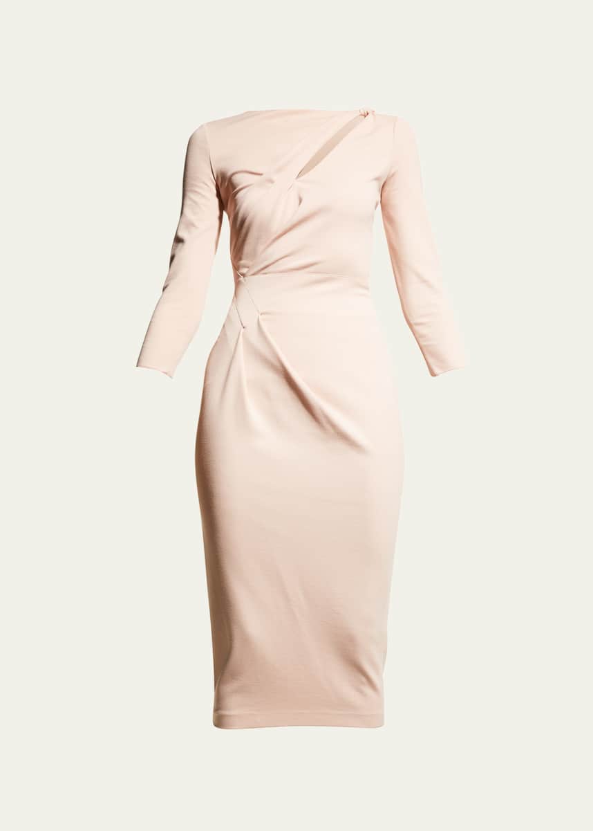 Giorgio Armani Asymmetric Twist-Keyhole Jersey Midi Dress