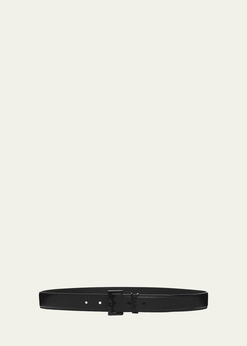 Saint Laurent Tonal YSL Calf Leather Belt