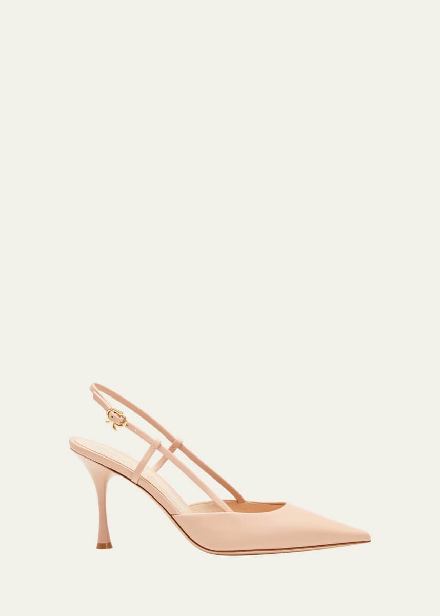 Gianvito Rossi Leather Point-Toe Slingback Pumps
