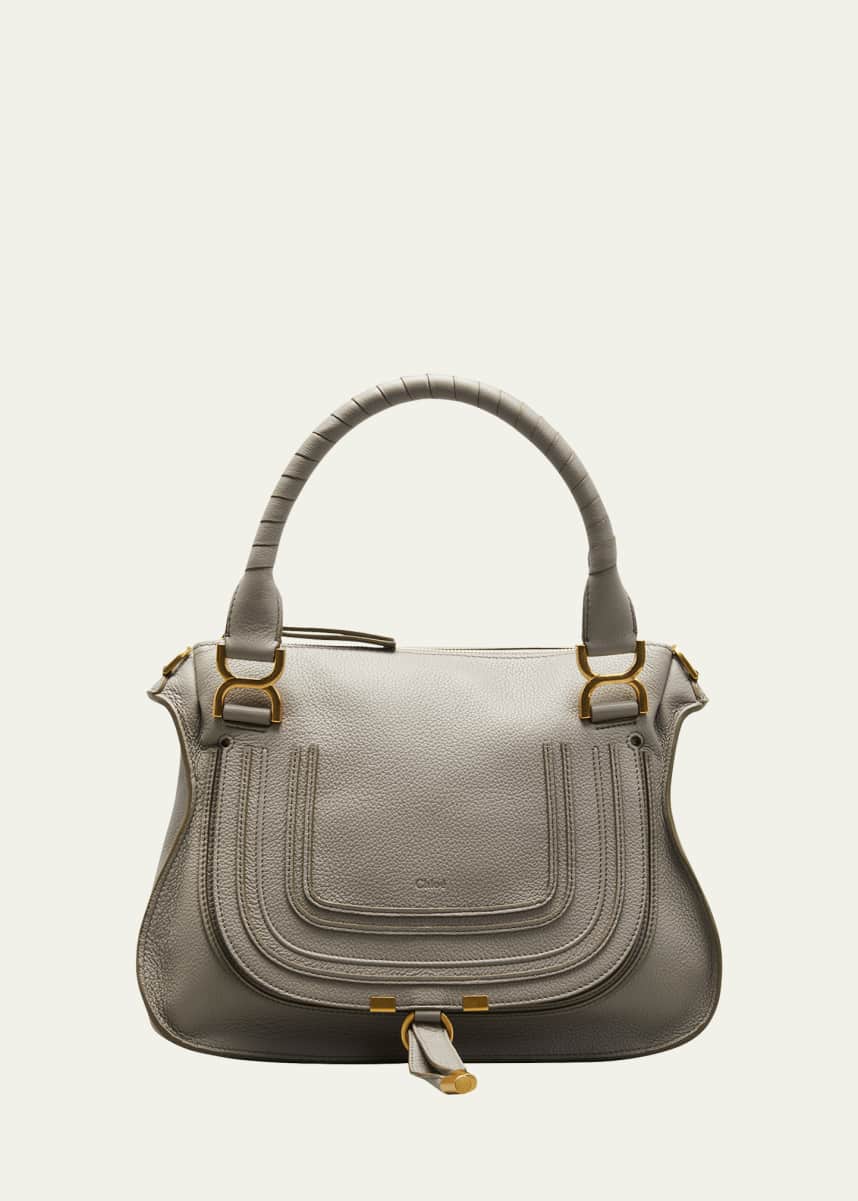 Chloe Marcie Medium Double Carry Satchel Bag in Grained Leather