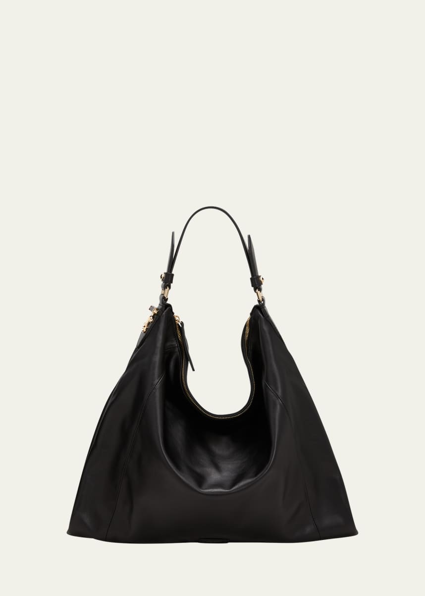 Jimmy Choo Ana Zip Leather Hobo Bag