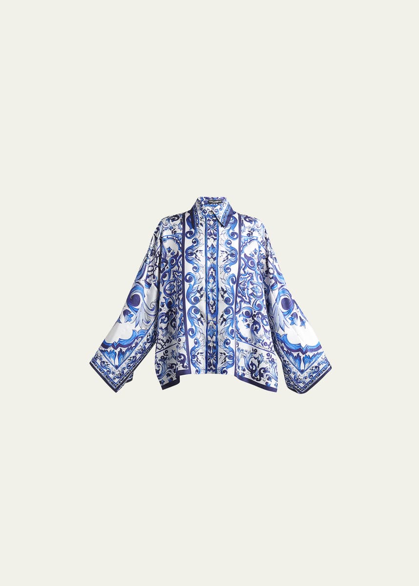 Dolce&Gabbana Majolica-Print Twill Collared Shirt