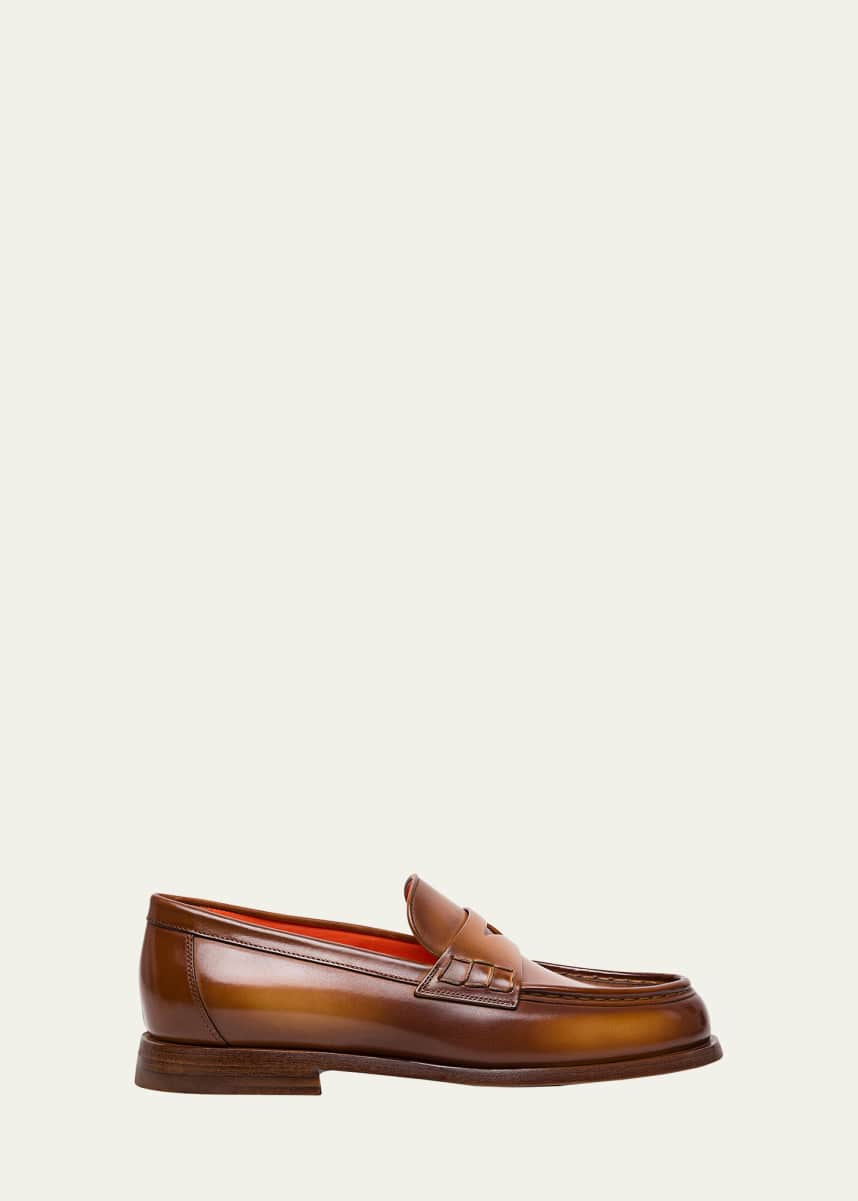 Santoni Airglow Classic Leather Penny Loafers