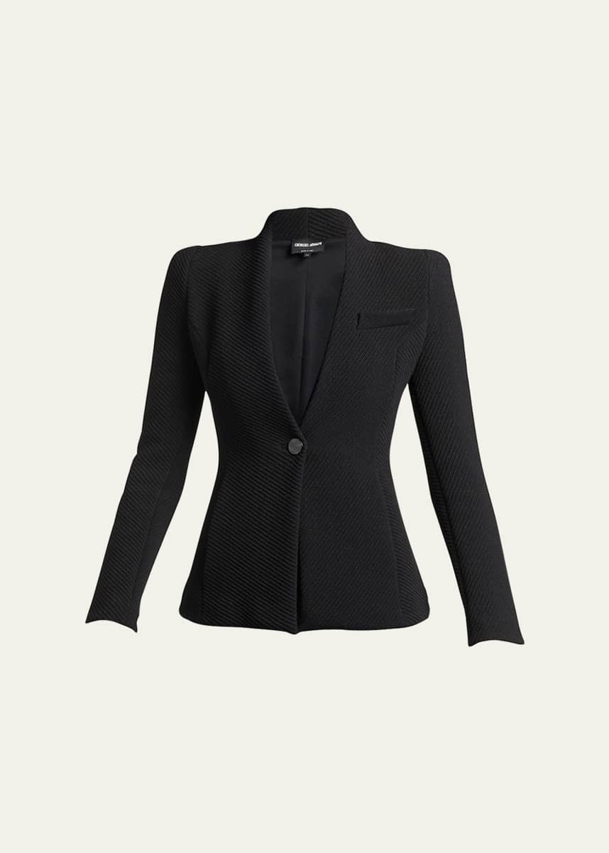 Giorgio Armani Diagonal Stripe Single-Breasted Jersey Jacket
