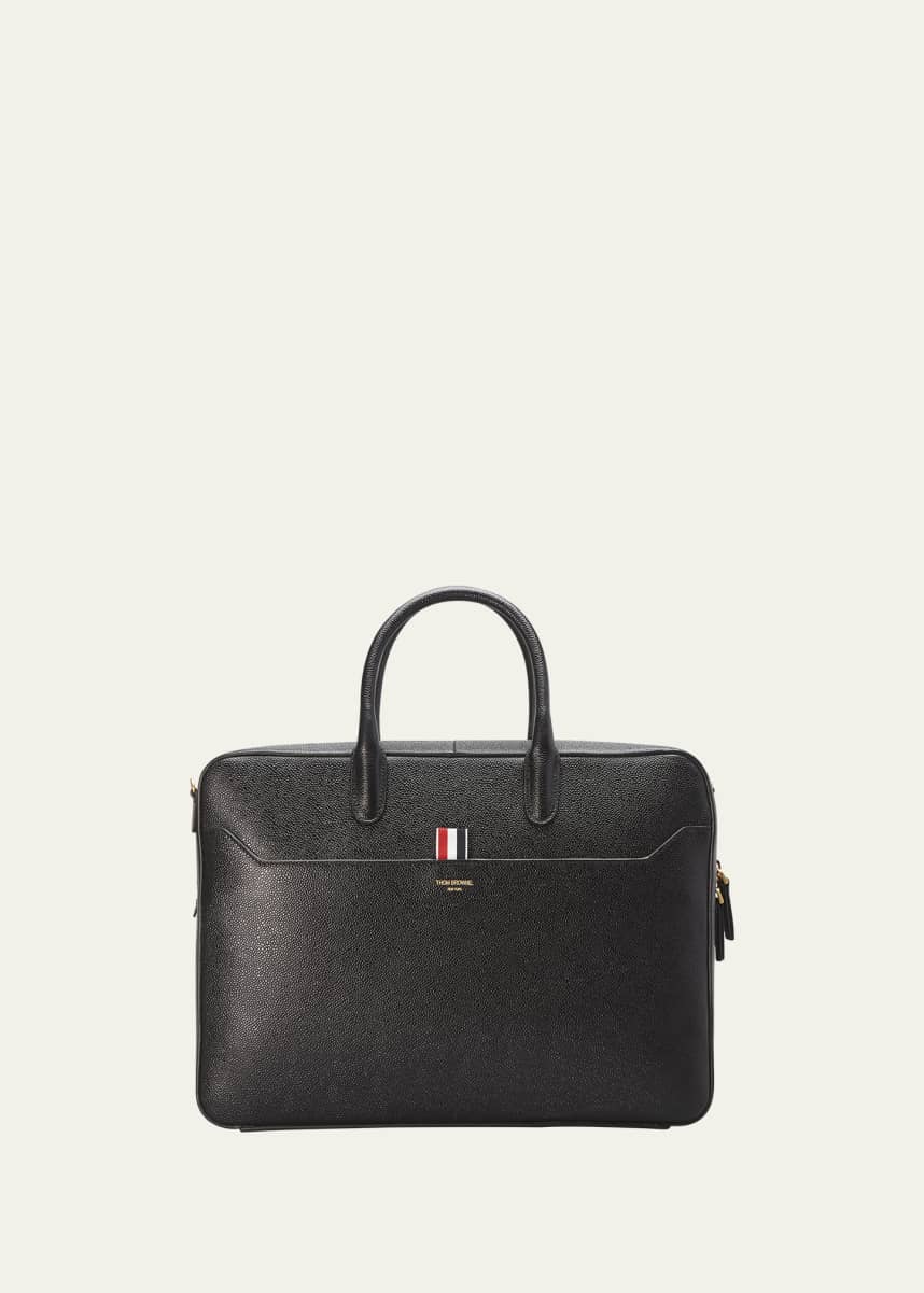 Thom Browne Men's Pebble Leather Business Briefcase Bag