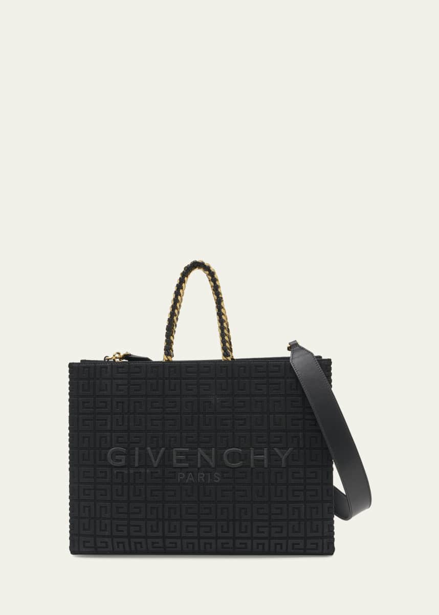 Givenchy G-Tote Medium Shopping Bag in 4G Logo Canvas with Chain Handles
