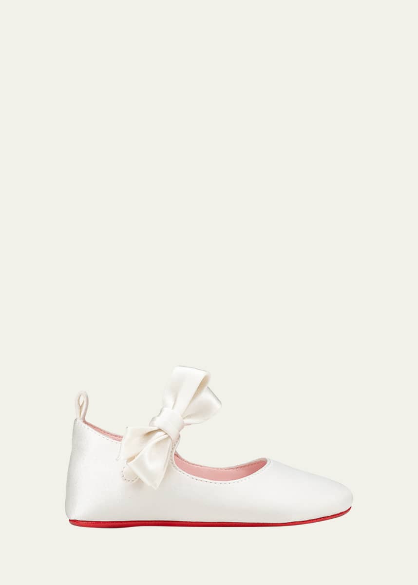 Christian Louboutin Girl's Lou Satin Bow Ballet Flats, Baby