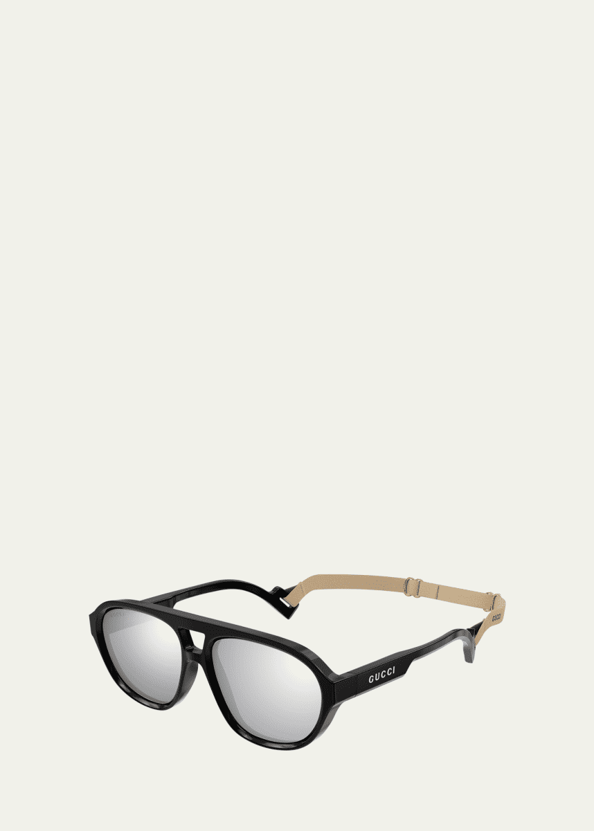 Gucci Men's Multi-Gradient Lens Sunglasses w/ Neck Strap
