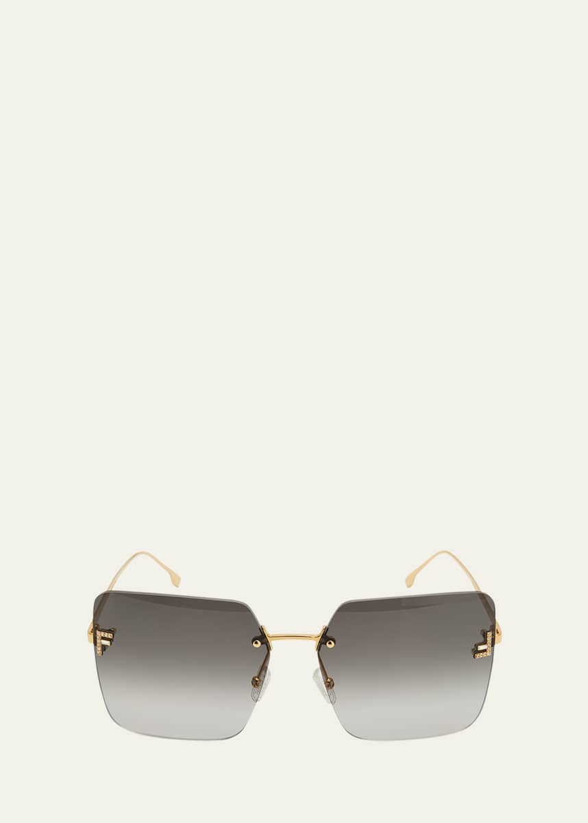 Fendi F Monogram Rimless Metal Butterfly Sunglasses