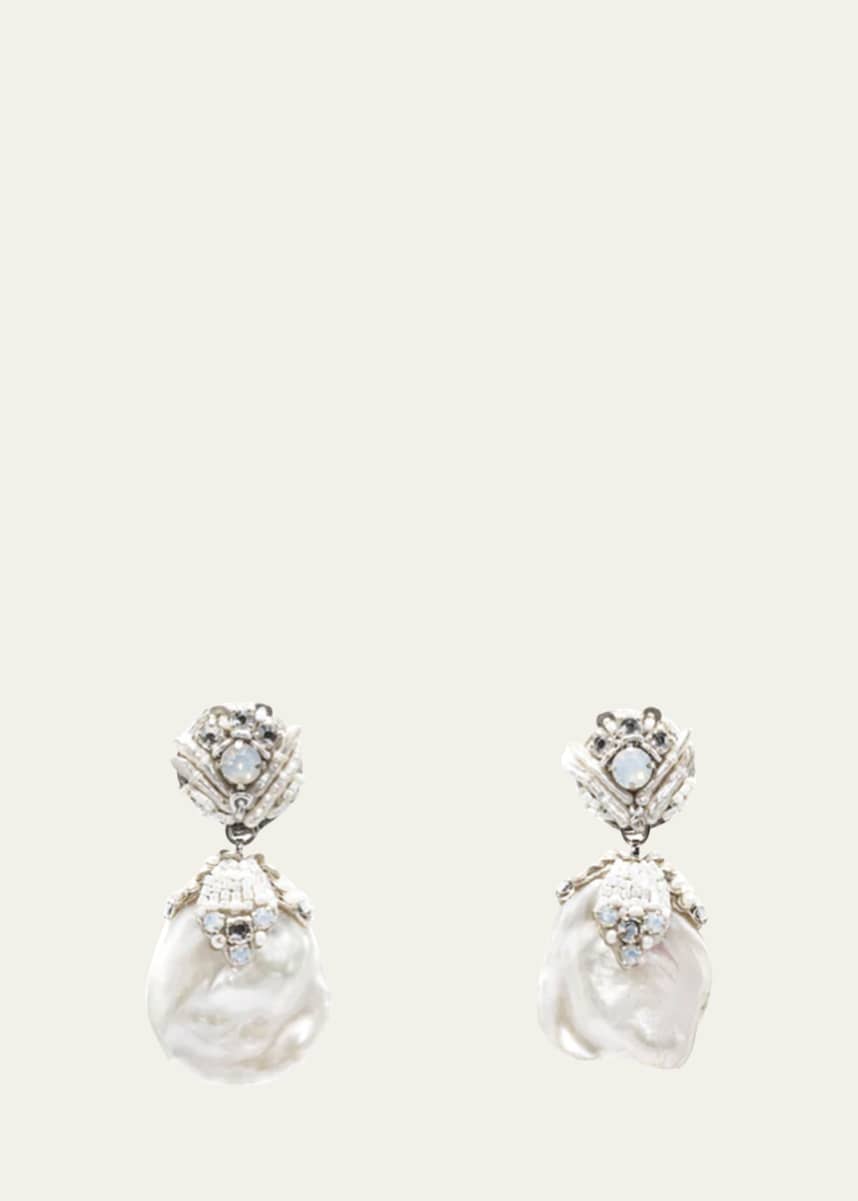 Ranjana Khan Crystal and Mother-of-Pearl Embellished Baroque Pearl Earrings