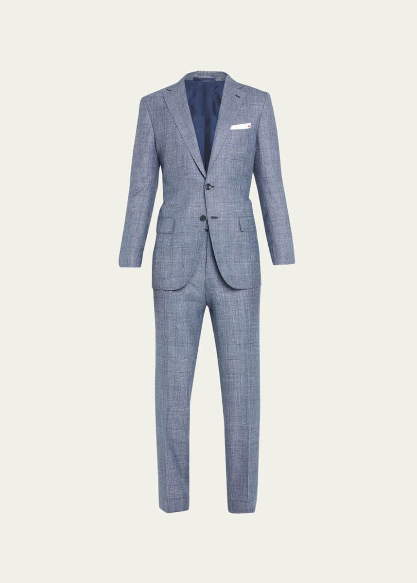 Kiton Men's Textured Plaid Suit