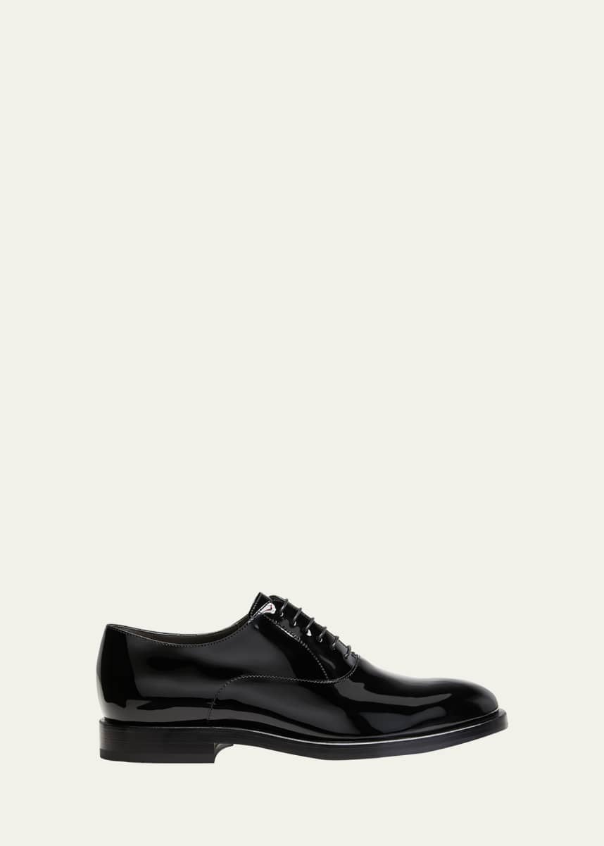 Brunello Cucinelli Men's Patent Leather Tuxedo Oxford Shoes