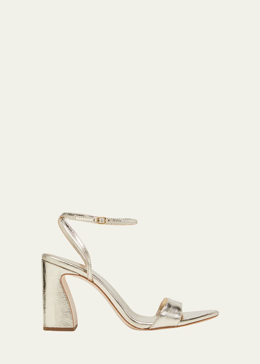 Loeffler Randall Malia Metallic Leather Block-Heel Sandals