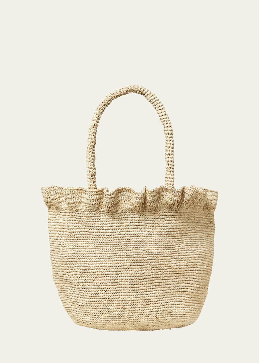 Loeffler Randall Cyrus Ruffled Raffia Tote Bag