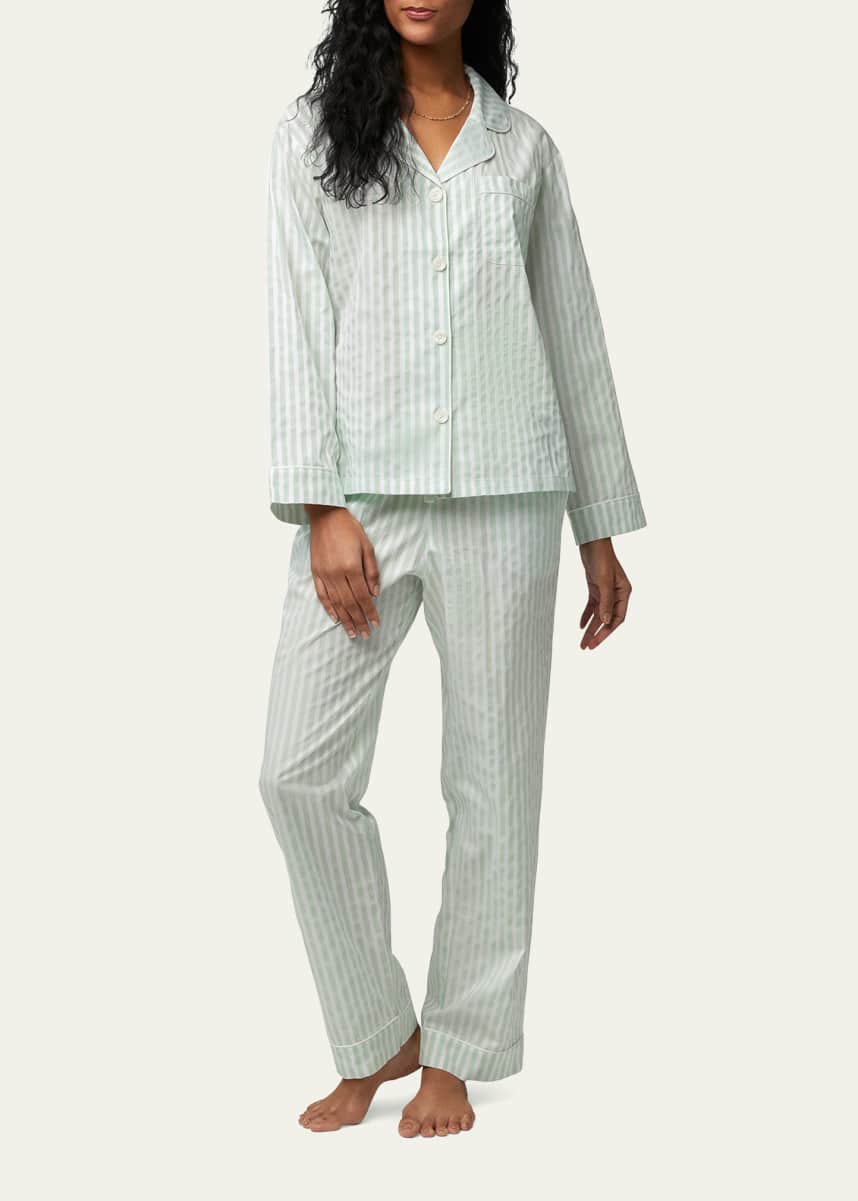 BedHead Pajamas Striped Puckered Organic Cotton Pajama Set