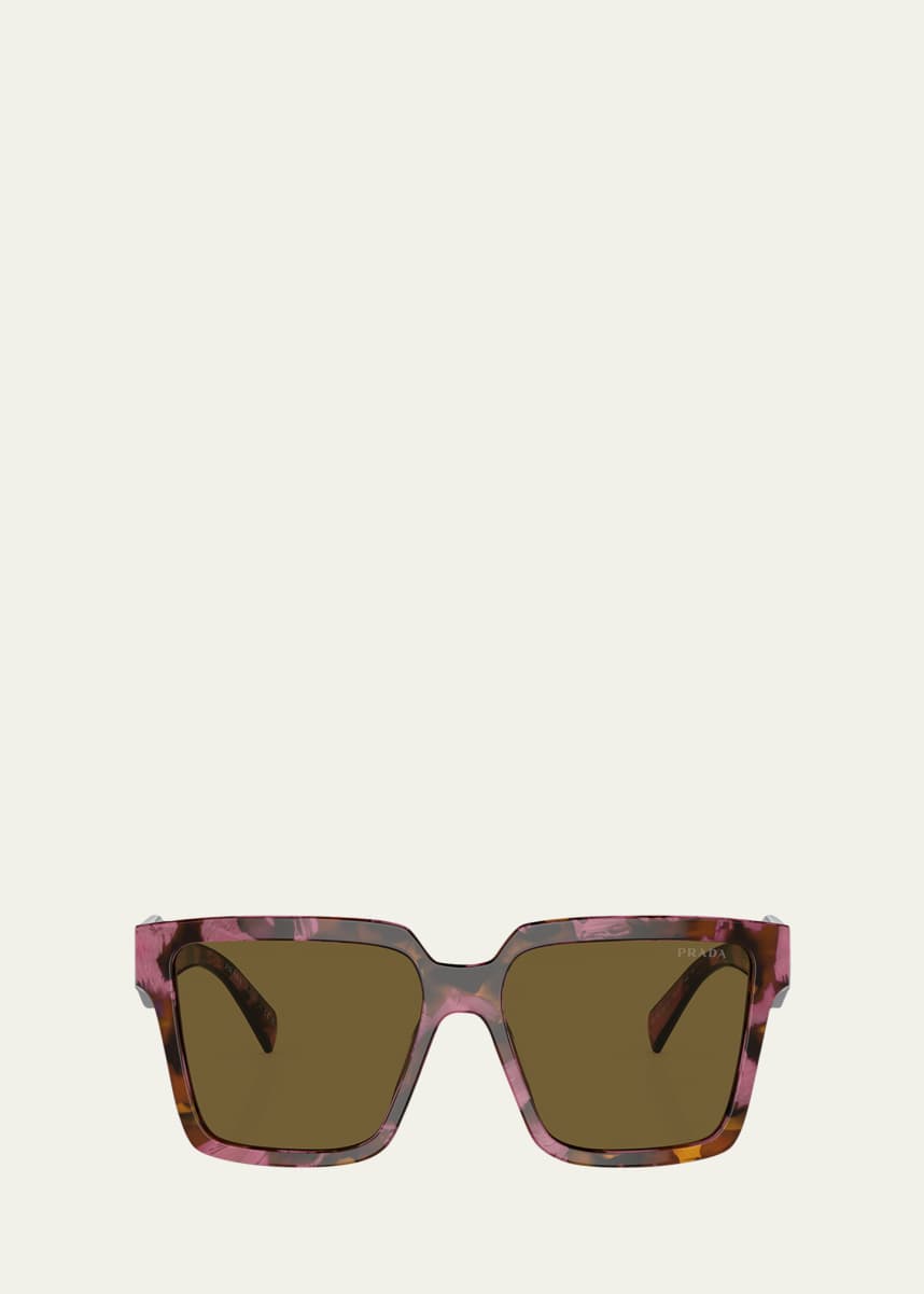 Prada Contrasting Logo Square Acetate & Plastic Sunglasses