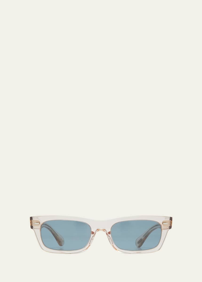 Oliver Peoples Semi-Transparent Acetate & Crystal Rectangle Sunglasses