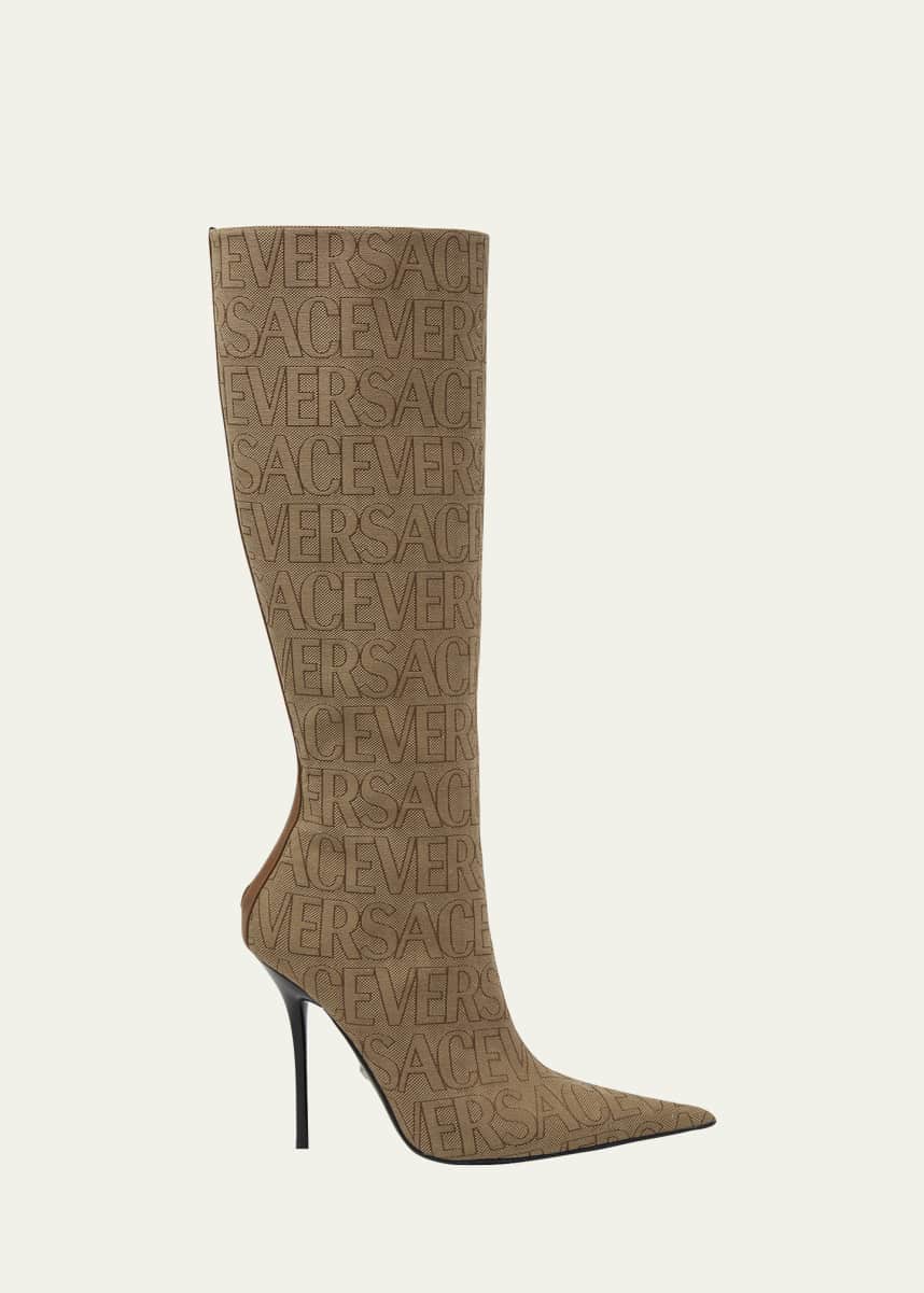 Versace 110mm Versace Allover Monogram Canvas Boots