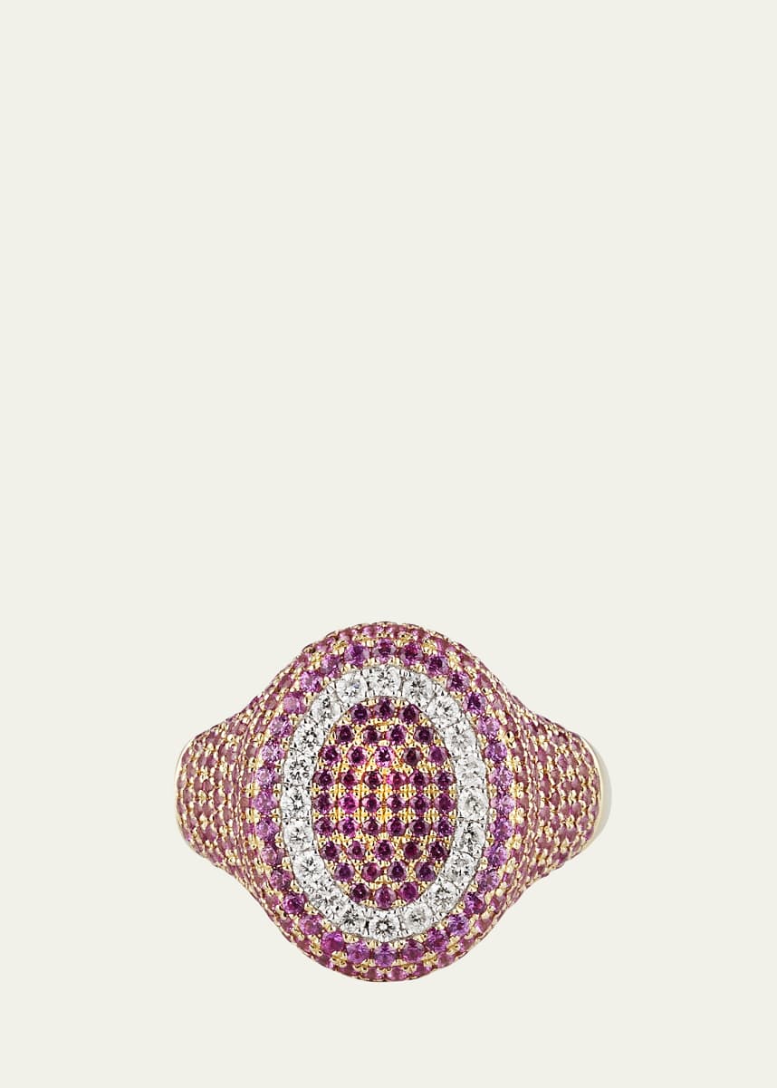 TYPE JEWELRY The 6th Pink Sapphire and Diamond Pave Signet Ring