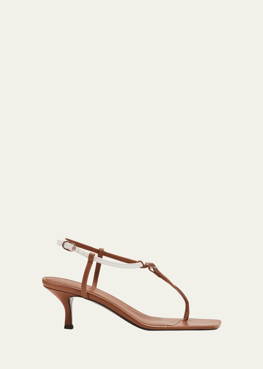 Toteme Bicolor Kitten-Heel Leather Sandals