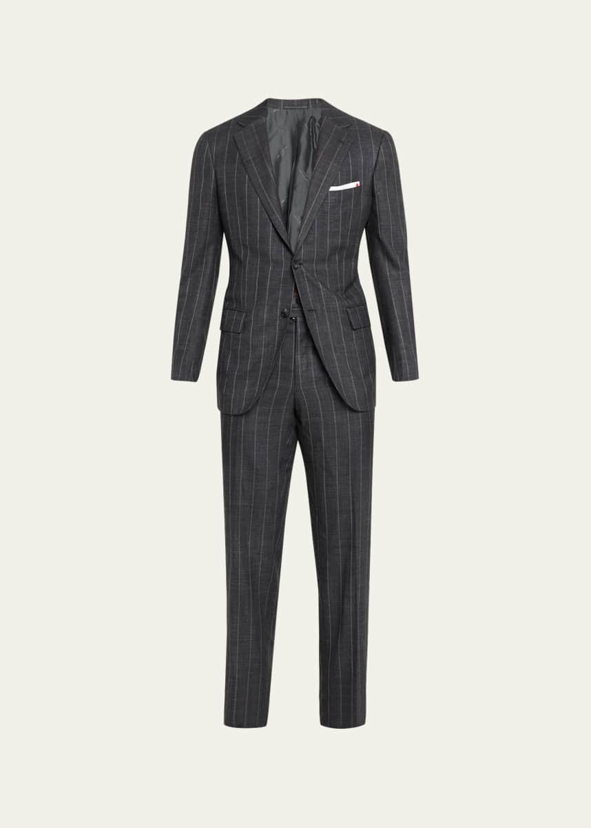 Kiton Men's Chalk Stripe Cashmere-Linen Suit