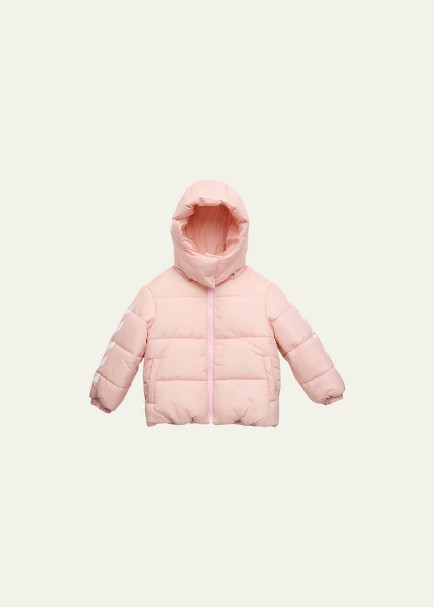 Off-White Kid's Bookish Diag Short Puffer Jacket, Size 4-12