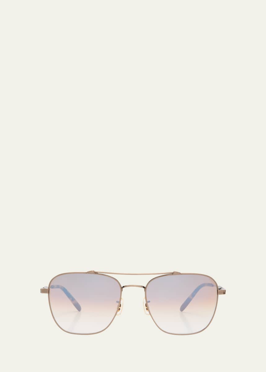 Oliver Peoples Men's Double-Bridge Titanium Square Sunglasses
