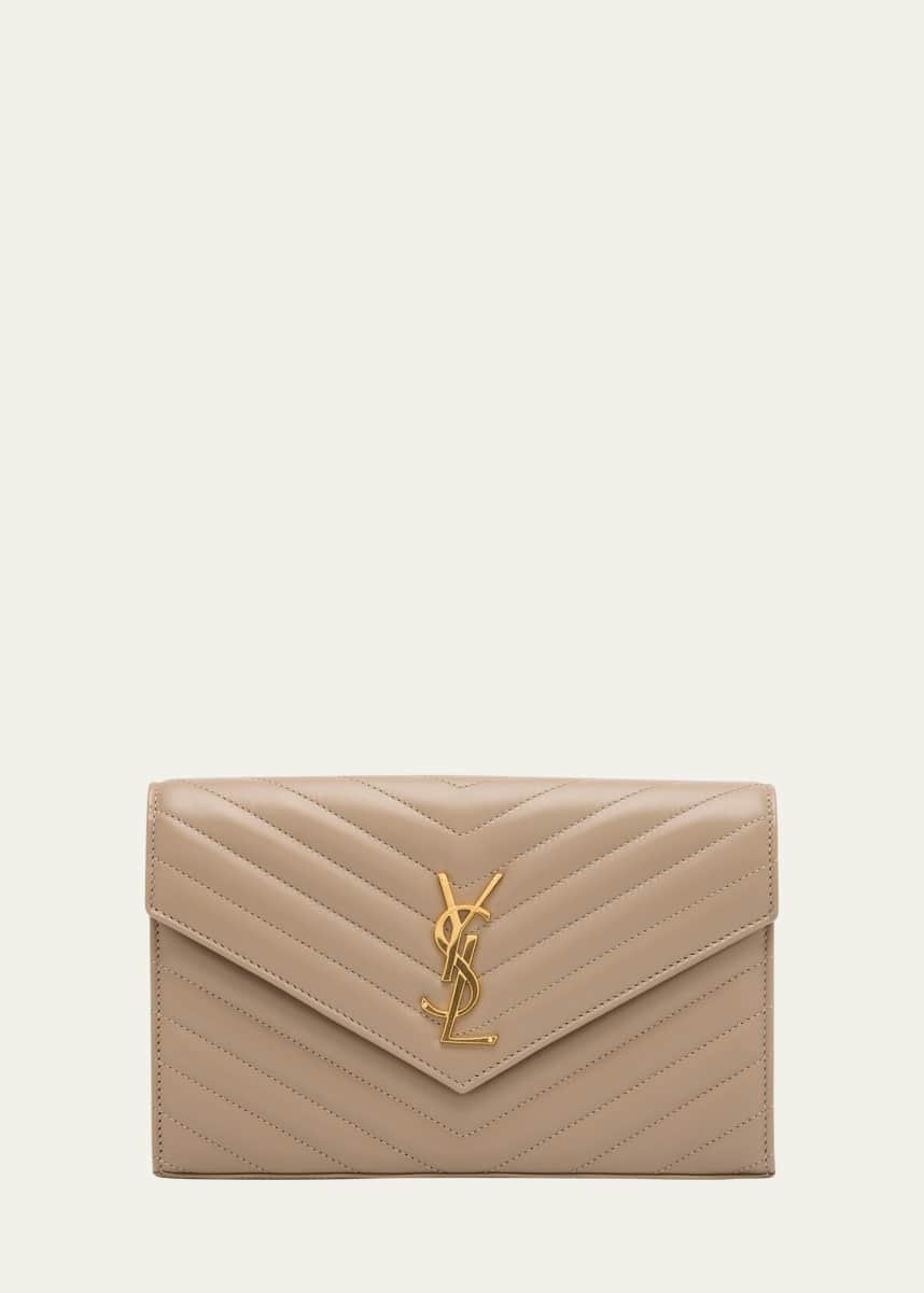 Saint Laurent YSL Monogram Large Wallet on Chain in Smooth Leather