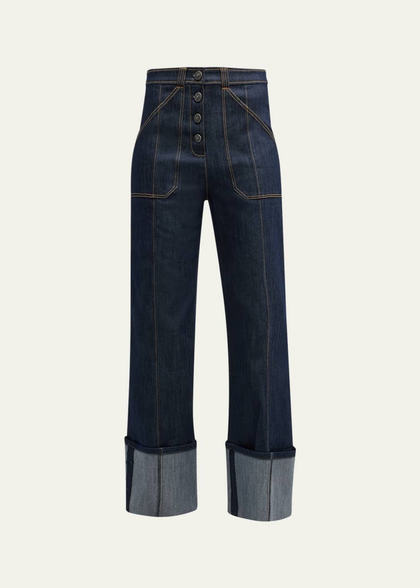 Cinq a Sept Benji Cuffed Ankle Topstitched Denim Pants