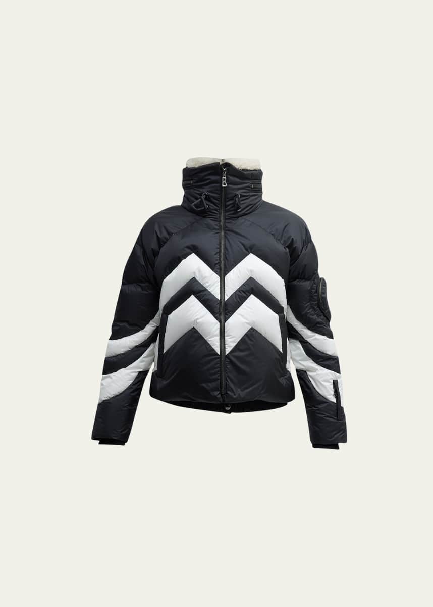Bogner Valea Chevron Puffer Jacket with Removable Teddy Collar