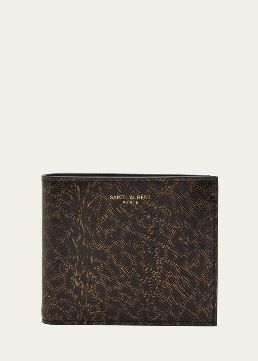 Saint Laurent Men's Leopard-Print Leather Wallet