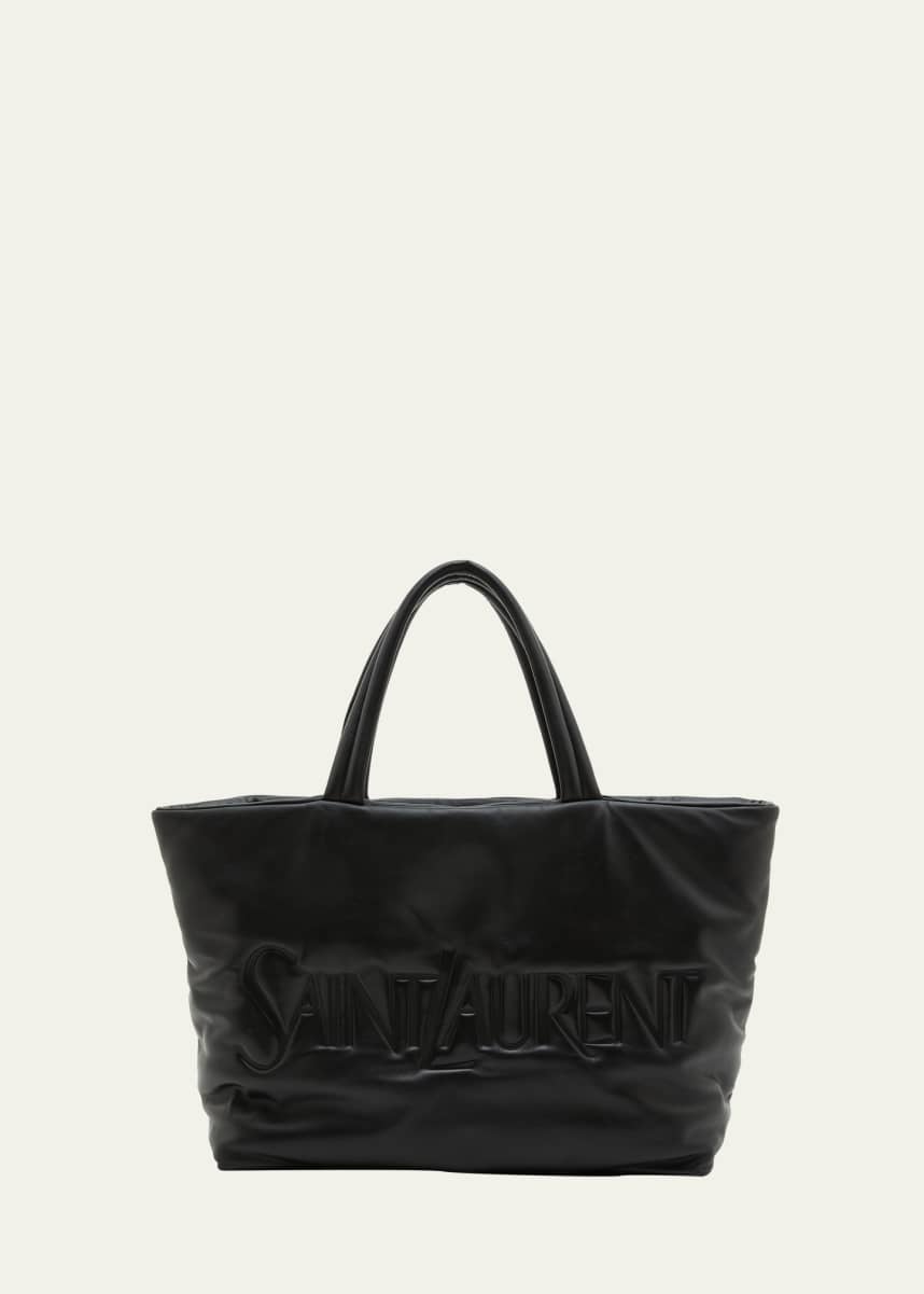 Saint Laurent Men's Embossed Padded Leather Tote Bag
