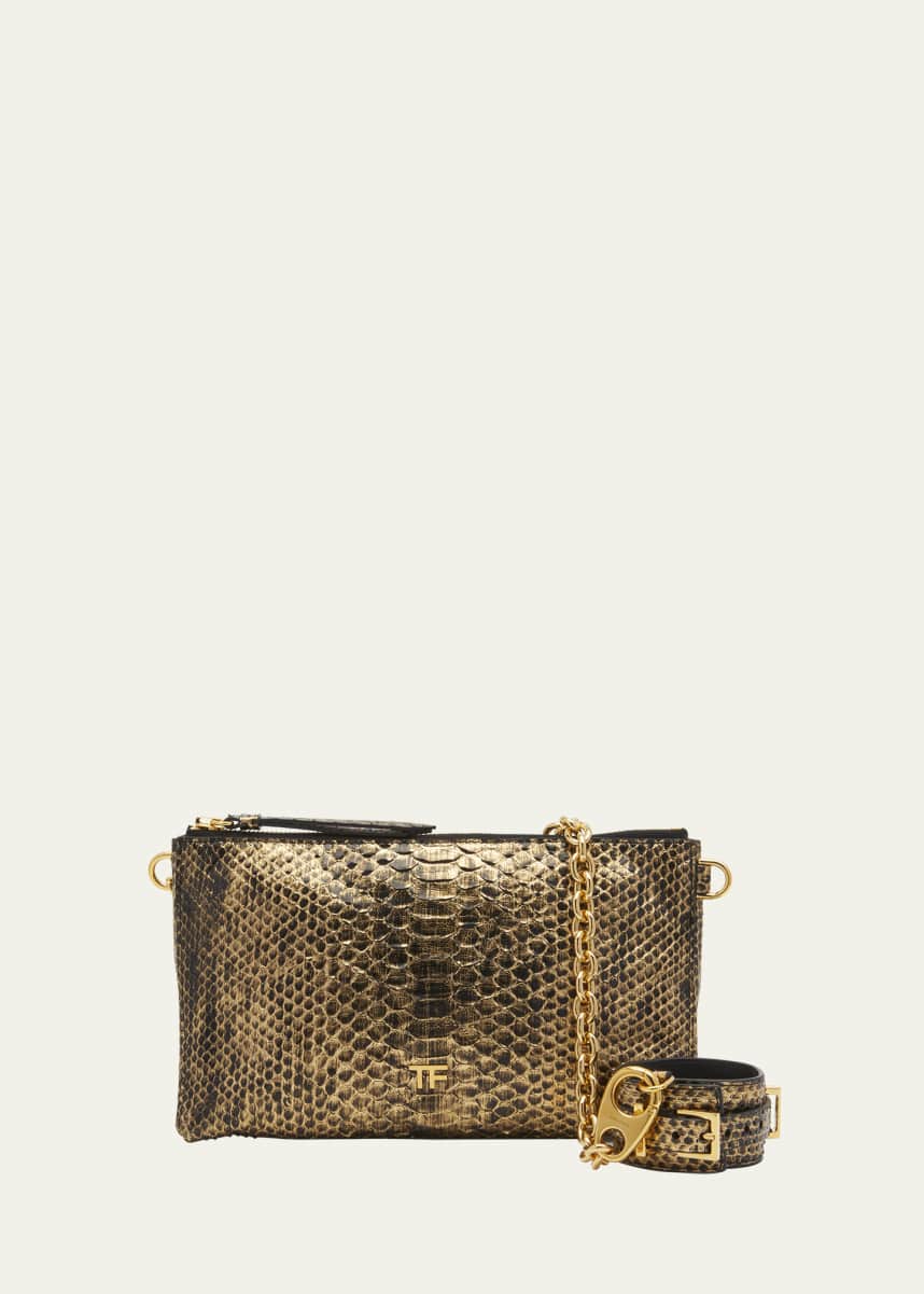 TOM FORD Carine Wristlet with Bracelet in Laminated Python