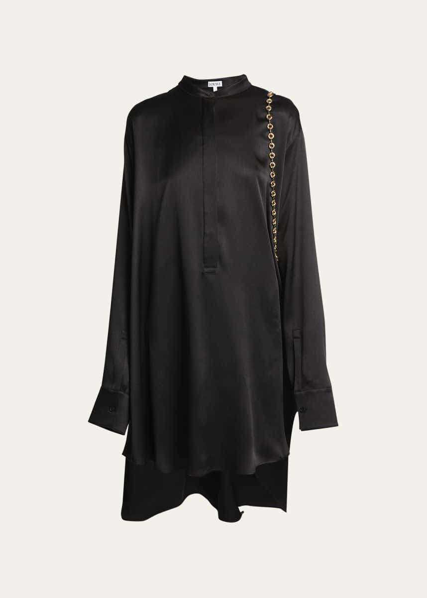 Loewe Silk Shirtdress with Chain Drape Detail